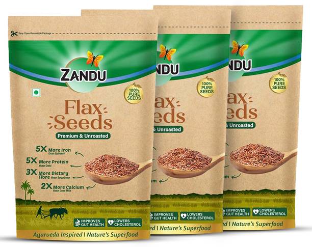 Zandu Flax Seeds 200g Each | Fibre Rich | For Healthy Skin & Hair Brown Flax Seeds
