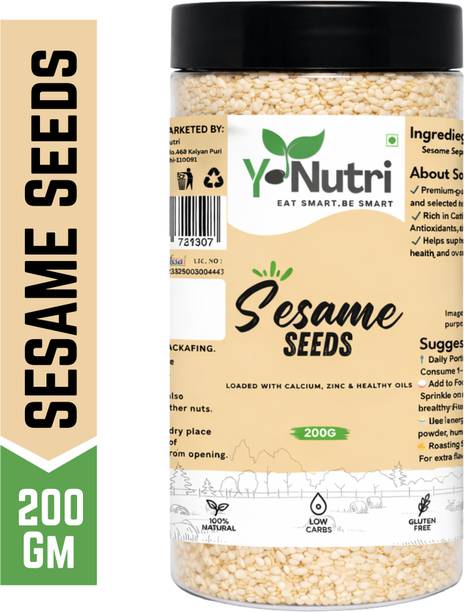 Y NUTRI Raw Safed Till, White Til Seeds for Eating, Unroasted White Sesame Seeds