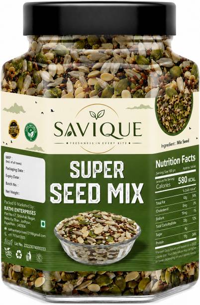 Savique Raw Mix Seeds for Immunity Booster ( Brown Flax Seeds, Chia Seeds, Pumpkin Seeds, Sunflower Seeds, Watermelon Seeds, Sesame Seeds