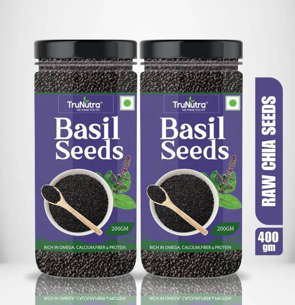 TruNutra Sabja/Basil Seeds For Weight Loss Iron, Zinc & Fiber Rich Diet 100% Natural Raw Basil Seeds