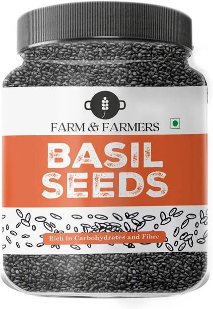 Farm & Farmers Pack of 1 | 500 G | Raw and Unroasted Premium Sabja Basil Seeds for Weight Loss Basil Seeds