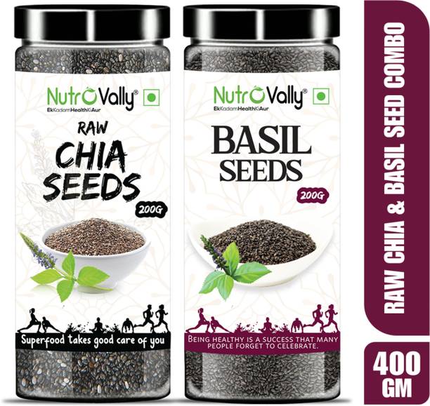 NutroVally Chia & Basil Seeds for Weight Loss | Rich in Anti-Oxidants & Omega3 | Sabja | Chia Seeds, Basil Seeds