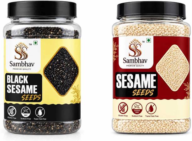 SS SAMBHAV White Sesame & Black Sesame Seeds Combo | Til Seeds | Sesame Seed Mix | Black Sesame Seeds, White Sesame Seeds