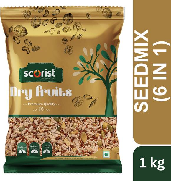 Scorist Popular Seed Mix (6 in 1) 1kg | 6 Super Seeds in 1 Mix | Pumpkin Seeds, Sunflower Seeds, Sesame Seeds, Brown Flax Seeds, Watermelon Seeds, Chia Seeds