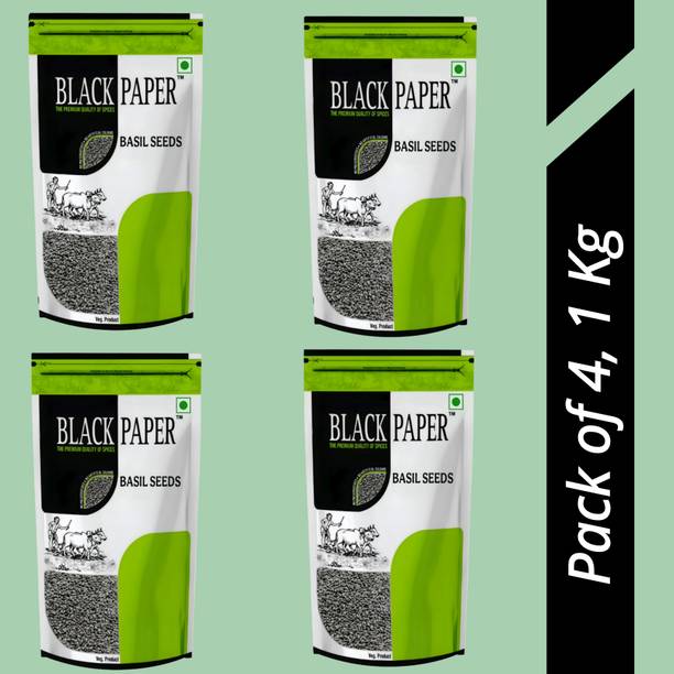 black paper Basil Seeds 1 kg , Sabja, Bast the Heat with Sabza Seeds Sweet Basil Seeds