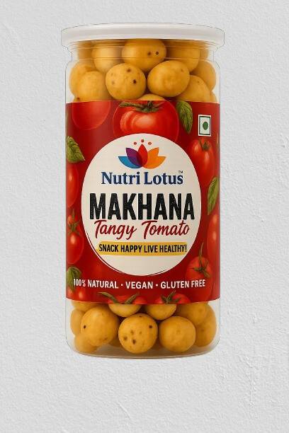 Nutrilotus Roasted Tangy Tomato Makhana Healthy Crunchy Snack | Protein-Rich & Gluten-Free Lotus Seeds(Makhana)