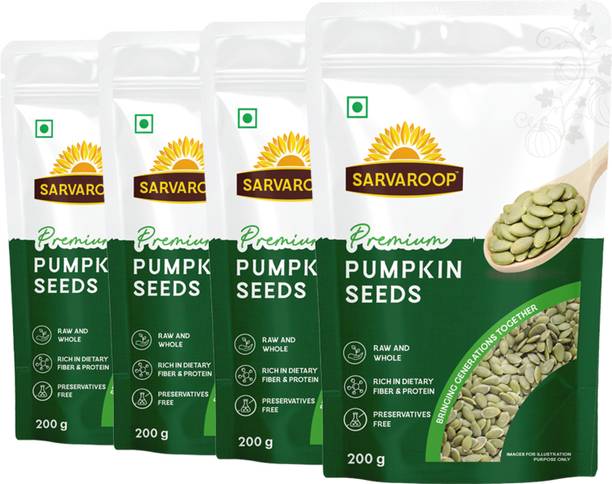 Sarvaroop Pumpkin Seeds | 200g x 4 Pack | Premium | Rich in Protein, Dietary Fiber & Zinc Pumpkin Seeds