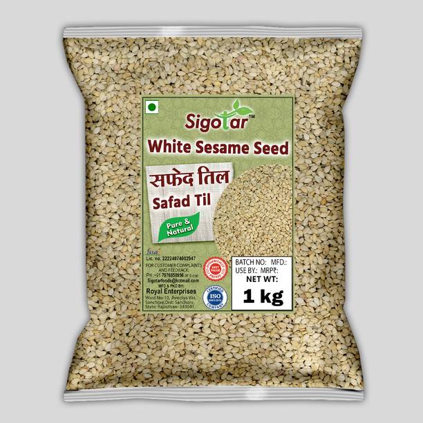 Sigotar White Til 1kg | White Sesame Seeds (Safed Til) | Calcium-Rich Seeds White Sesame Seeds