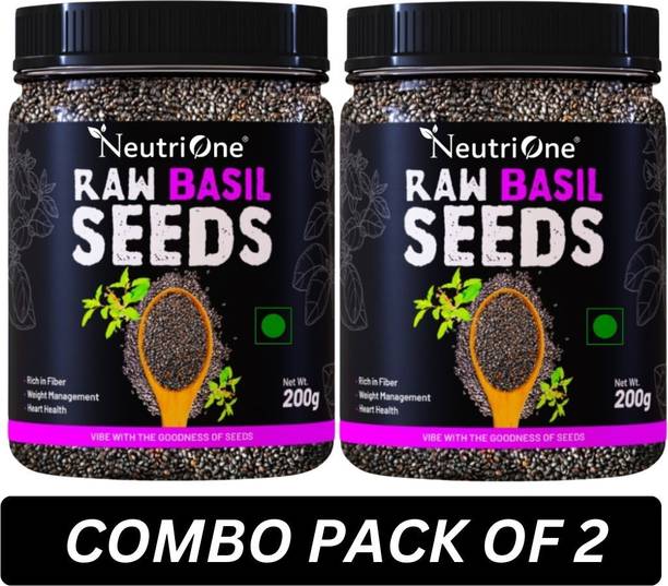 NeutriOne Raw Basil Seeds (Sabja Seeds, Takmariya Seeds) for Weight Loss with Antioxidants Basil Seeds