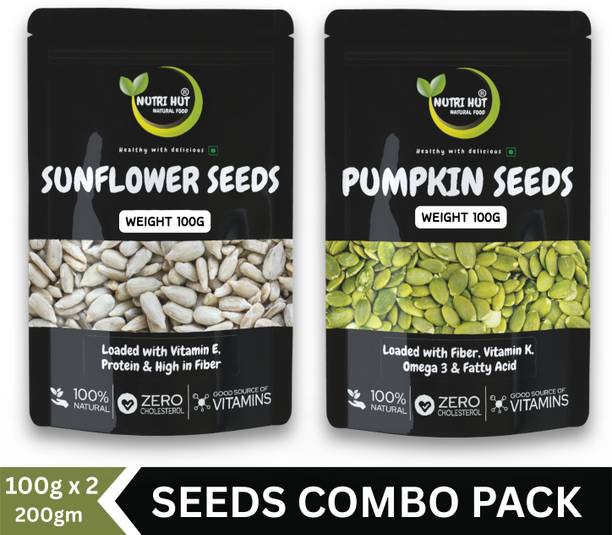 Nutri Hut Super Seeds Combo | High Fiber & Protein | 100% Natural & Healthy Pumpkin Seeds, Sunflower Seeds