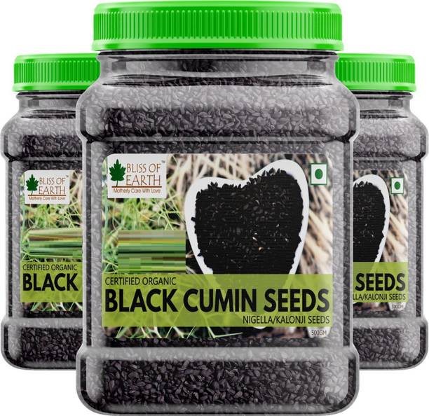 Bliss of Earth 3x500GM Certified Organic Kalonji Seeds, Black Cumin Seed, Nigella Seeds Black Cumin Seeds