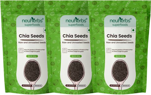 Neuherbs Raw & Unroasted Organic Chia Seeds | Source Of Omega-3 | 200 g (Pack of 3) Chia Seeds