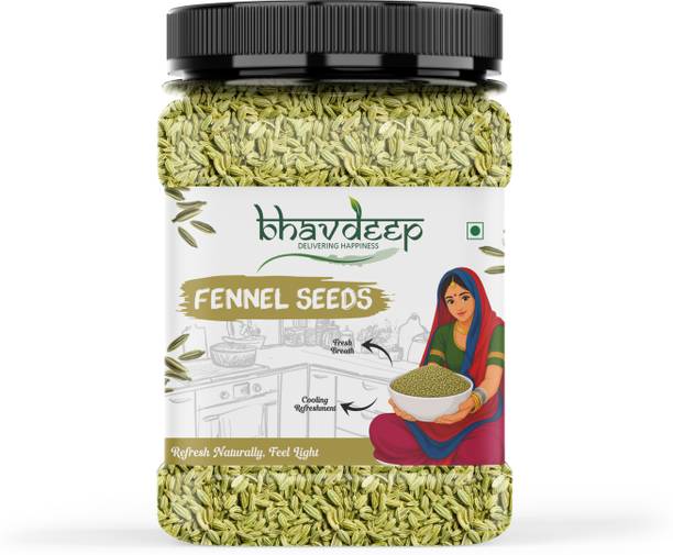 BHAVDEEP Whole Fennel Seeds | Natural Saunf | Fresh & Aromatic | Sweet & Refreshing Taste Saunf Small