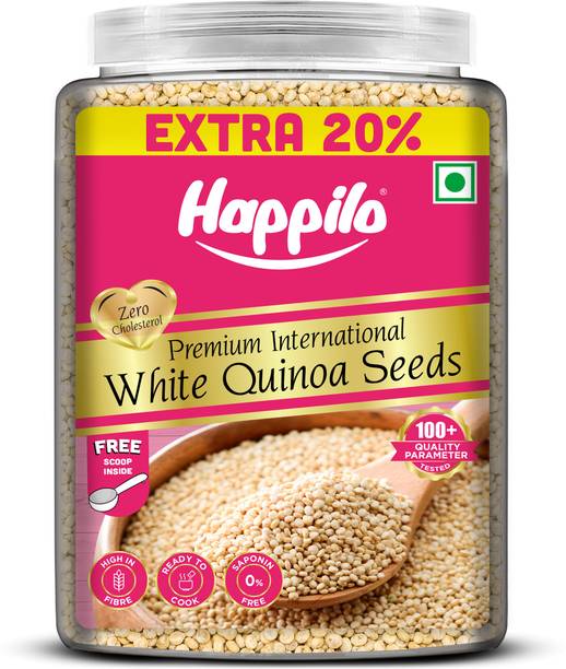 Happilo Premium International White Quinoa Seeds Jar 1000g +200g Free White Quinoa Seeds