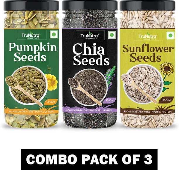 TruNutra edible seeds combo pack chia seeds pumpkin seeds sunflower seeds super food Sunflower Seeds, Chia Seeds, Pumpkin Seeds