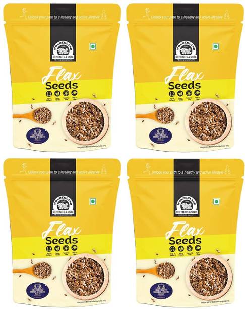 WONDERLAND Raw Flax Seeds, 1kg (Pack of 4 x 250g) Brown Flax Seeds