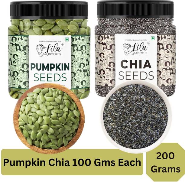 lila dry fruits Pumpkin Seeds & Chia Seeds 100 gm jar each Pumpkin Seeds, Chia Seeds