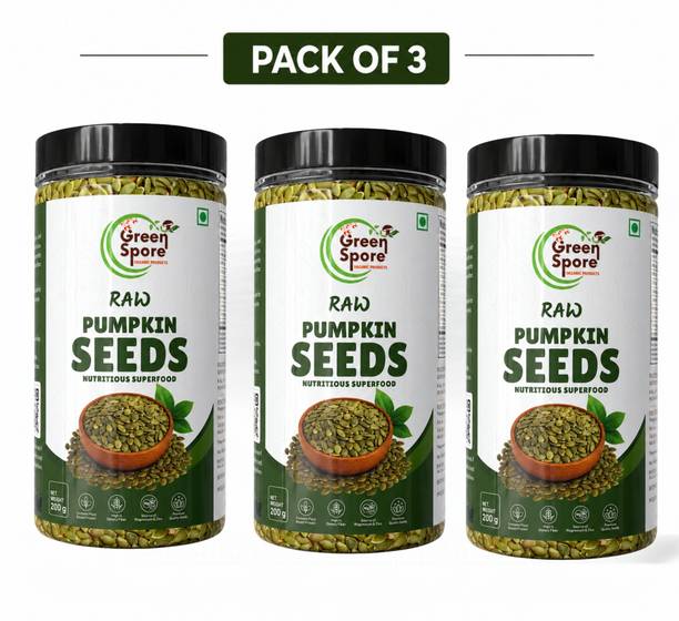 Green Spore Pumpkin Seeds (Pack of 3) | Premium Natural Superfood | High Protein, High Fiber Pumpkin Seeds