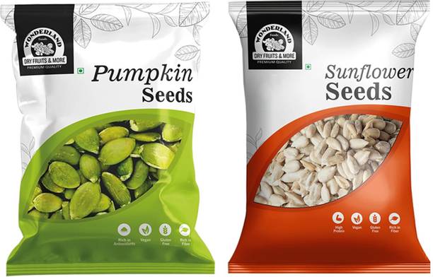 WONDERLAND Foods Raw Pumpkin Seeds and Sunflower Seeds 300g Combo Pack (Pack of 2) (150g Each) Pumpkin Seeds, Sunflower Seeds