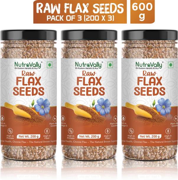 NutroVally Flax Seeds for Weight Loss | Rich in Fiber, Omega 3 and Protein | Healthy Heart Brown Flax Seeds