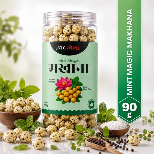 Mr.Meva Mint Magic Roasted Makhana 90g | Crunchy Fox Nuts | Healthy Snack Jar 90g Roasted Makhana