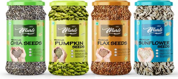 SHREE MURLI Combo of Chia, Pumpkin, Sunflower & Flax Seeds |Good for Weight Loss Management| Brown Flax Seeds, Chia Seeds, Pumpkin Seeds, Sunflower Seeds