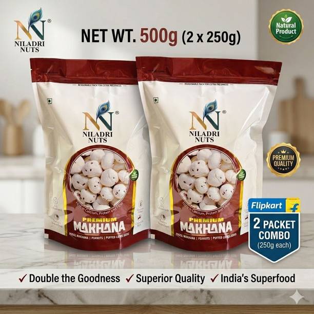 niladri nuts Premium Makhana | Fit for Fasting | Foxnuts | Healthy Snacks Lotus Seeds Lotus Seeds(Makhana)