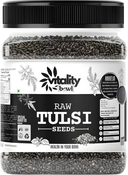 VITALITY BOWL Raw Basil (Tulsi/Sabja/Tukmariya) Seeds For Weight Loss, Rich In Omega Eating Basil Seeds