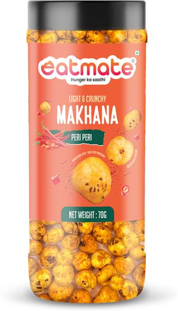 Eatmate Premium Peri Peri flavored Phool Makhana| Roasted Fox Nuts Snack| 70g each Seasoned Makhana