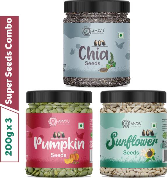 AMAYU Raw Chia Seeds Weight Loss | Pumpkin Seeds | Sunflower Seeds for Eating, Combo Chia Seeds, Pumpkin Seeds, Sunflower Seeds