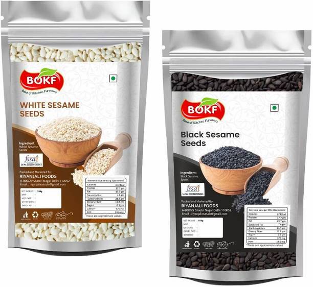 BOKF BOKF Combo – Black & White Sesame Seeds (100g Each) | High in Calcium & Iron Black Sesame Seeds