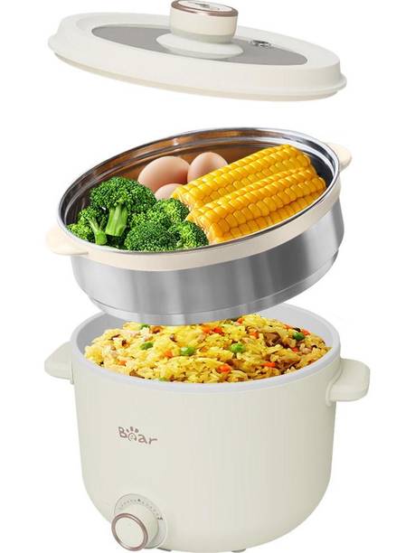 Verilux Efficient Cooking Multi Use Electric Pot 19.2cm Design 800W Power Deep Fryer, Food Steamer