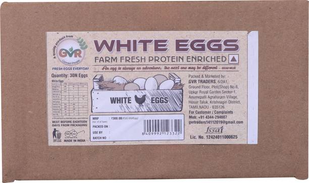 GVR White 30 pcs Hen White Eggs