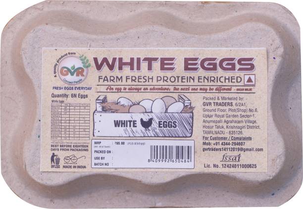 GVR White 6 pcs Hen White Eggs