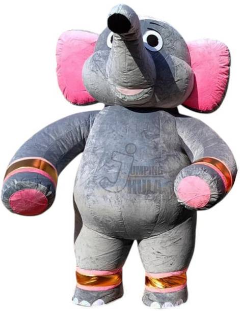 JUMPING JHULA Elephant Fur Mascot Costume (6.5 Feet) Elders Halloween Costume