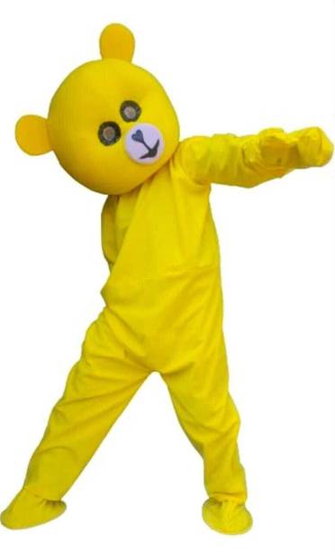 ANUJTOYS Yellow Teddy Bear Mascot Full Body Character Suit for Events, Kids Parties Elders Halloween Costume