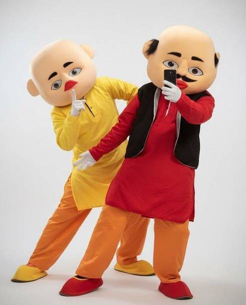 BGT Full-Body Motu and Patlu Mascot Costumes For Halloween Pranks Elders Halloween Costume