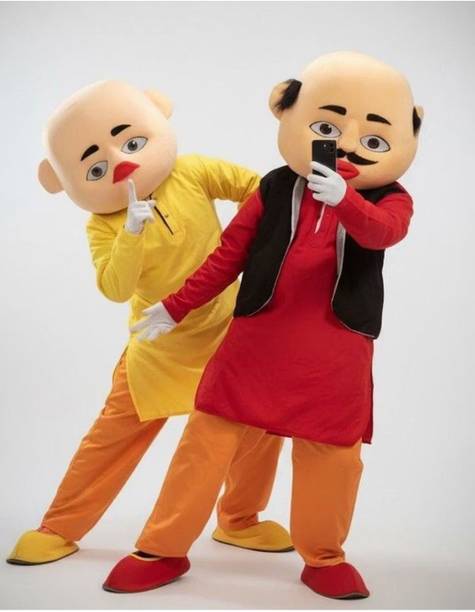COSTUMEKING Motu patlu Combo Costume and mascot costume premium quality nice product Elders Halloween Costume