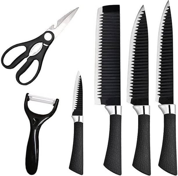 pavya 6 Pc Stainless Steel Knife Set Stainless steel set of 4 knifes, a peeler and a scissors Premium Quality
