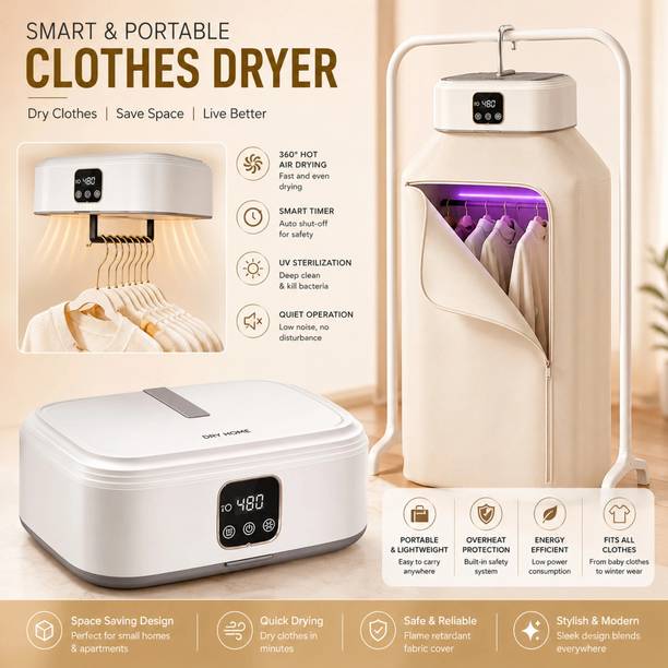 Sparkan Portable Mini Electric Cloth Drying Machine for Travel Home Wet Clothes Dryer Electric Cloth Dryer