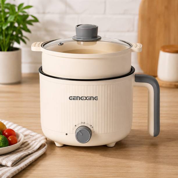 NowExp Multi-Function Electric Cooking Pot with Steamer ,Non-Stick Cooker Air Fryer, Deep Fryer, Egg Boiler, Egg Cooker, Food Steamer, Rice Cooker, Travel Cooker