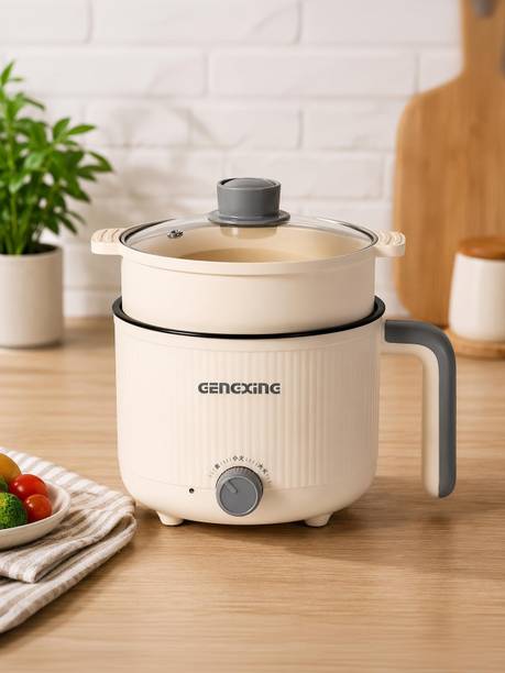 NowExp Multi-Function Electric Cooking Pot with Steamer ,Non-Stick Cooker Air Fryer, Deep Fryer, Egg Boiler, Egg Cooker, Food Steamer, Rice Cooker, Travel Cooker