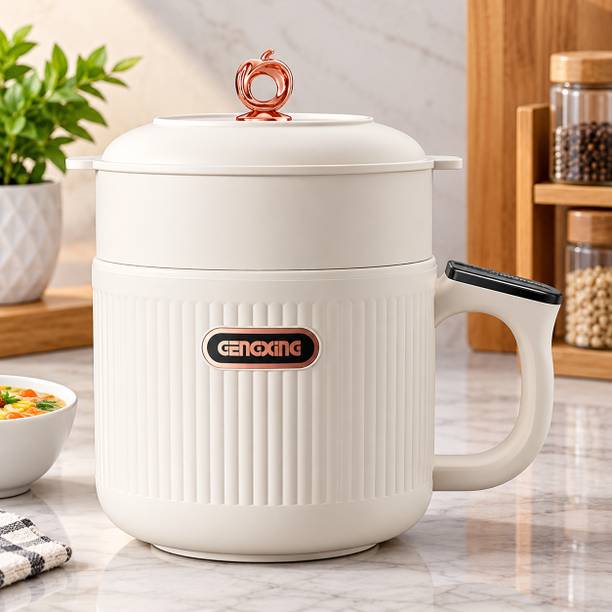 GENGXING Electric Cooker Pot with Lid, Multipurpose Cooking & Heating Pot Air Fryer, Deep Fryer, Egg Boiler, Food Steamer, Rice Cooker, Travel Cooker