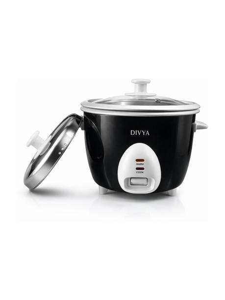 DIVYA 1.0 L Drum Rice Cooker | Double Pot & Double Lid | 400 W | Glass Lid | Electric Rice Cooker