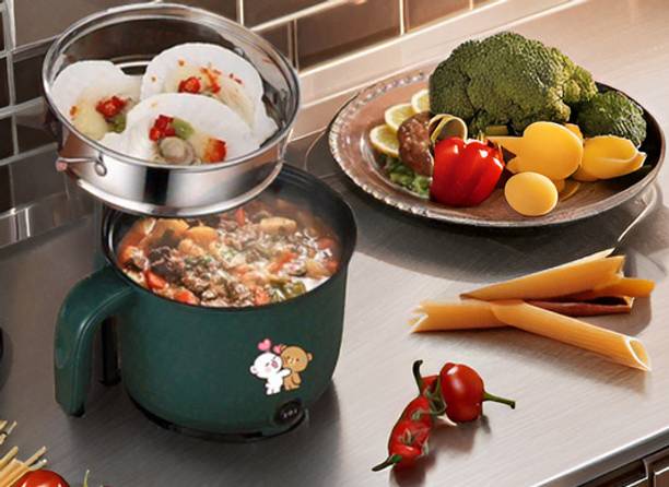 CREATION BAZAAR Multipurpose Multi Electric Cooker Kettle 1.8 L, 3-In-1, Glass Lid, 500W, Travel Cooker, Rice Cooker, Food Steamer, Egg Cooker, Egg Boiler