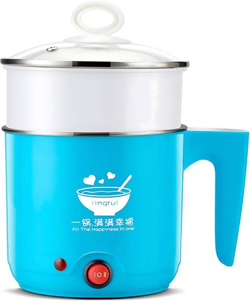 SWARUPNIDHI Electric Cooker Mini Hot Pot 1.2L Multifunctional Portable Steamer Cooker Electric Rice Cooker with Steaming Feature