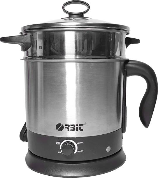 ORBIT Electric Multi Cooker/kettle with Grill Rack, Egg Rack, idli rack,steamer bowl - Travel Cooker