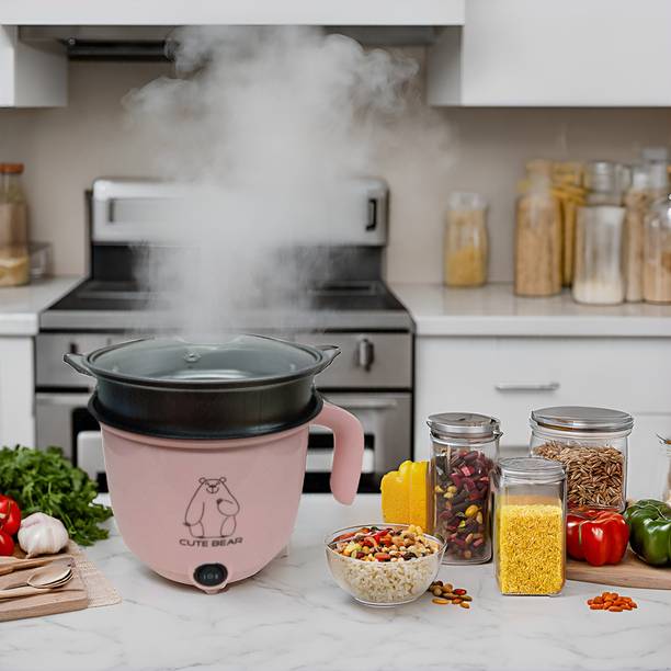 CREATION BAZAAR Cooker 1.8 L, Rice Maker Cooker with Steaming Feature, Multifunction Portable Travel Cooker, Rice Cooker, Food Steamer, Egg Cooker, Egg Boiler