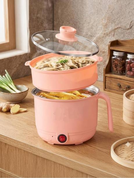 Virexa Peach Multifunction Electric Cooker for Noodles, Soup & More! Electric Rice Cooker with Steaming Feature