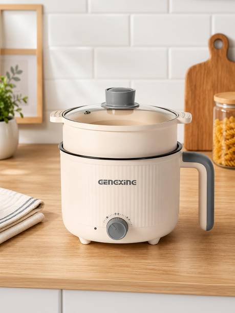 NowExp GENEXINE All-in-One Electric Cooking Pot with Steamer Basket Non-Stick Coating Air Fryer, Deep Fryer, Egg Boiler, Egg Cooker, Food Steamer, Rice Cooker, Travel Cooker